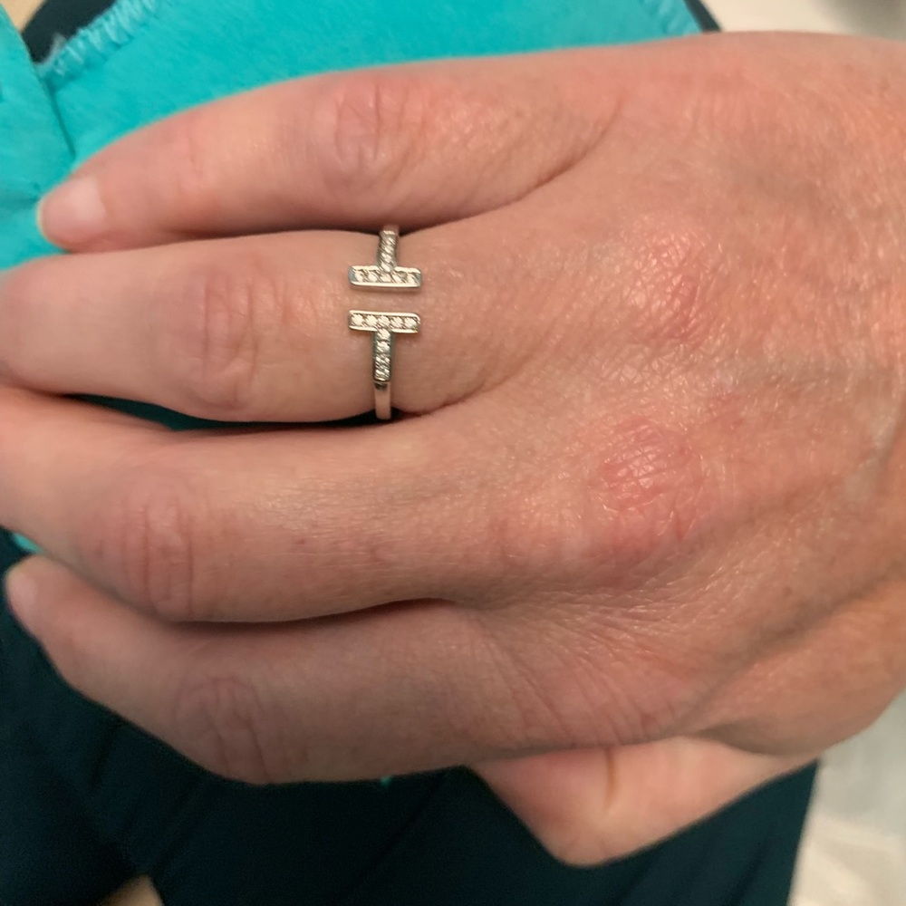 S925 Sterling Silver, Lab diamond, adjustable Ring NWT